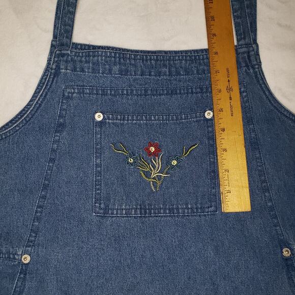 Denim & Co. Vintage Blue Denim Overall Maxi Dress Size L Farmhouse Boho Style - Picture 6 of 13